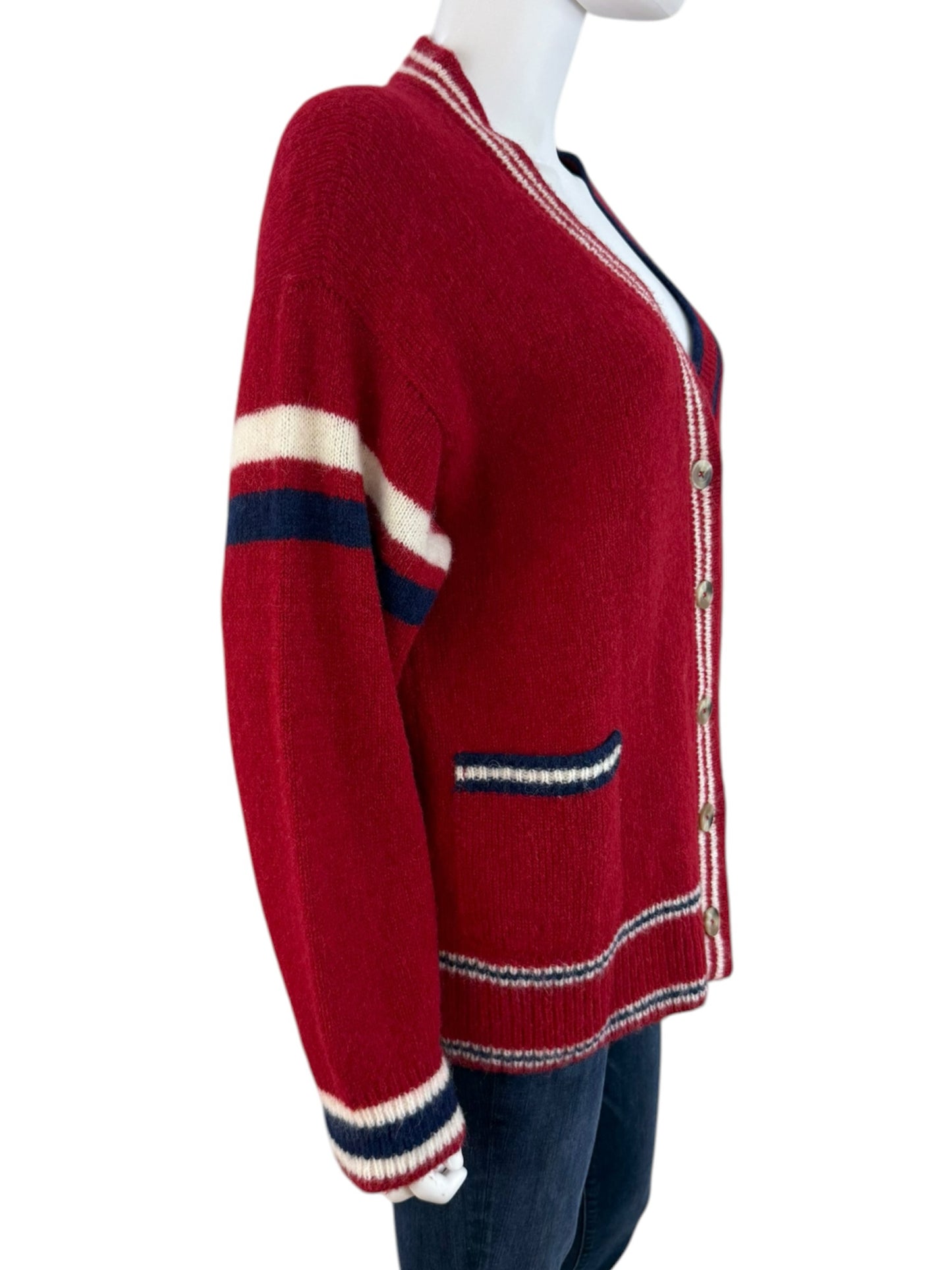 Xirena Red Alpaca Merino Wool Carey Boyfriend Cardigan Size S