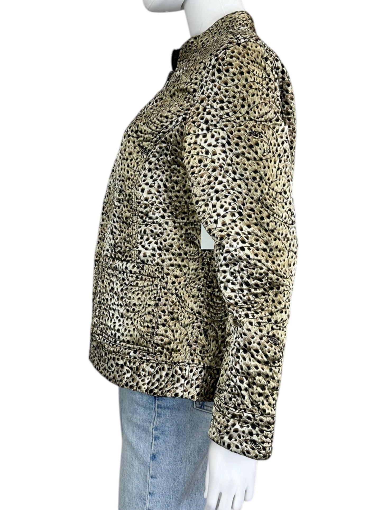 Idea L Quilted Leopard Print Zip-Up Jacket Size L