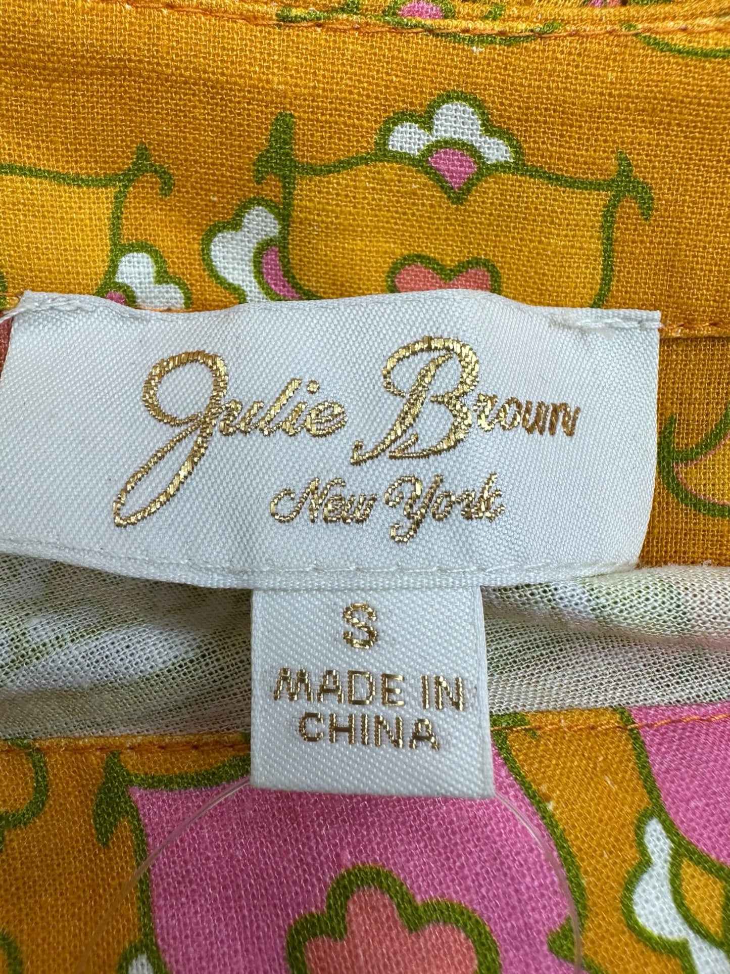 Julie Brown Orange Pattered Casual Dress Size S