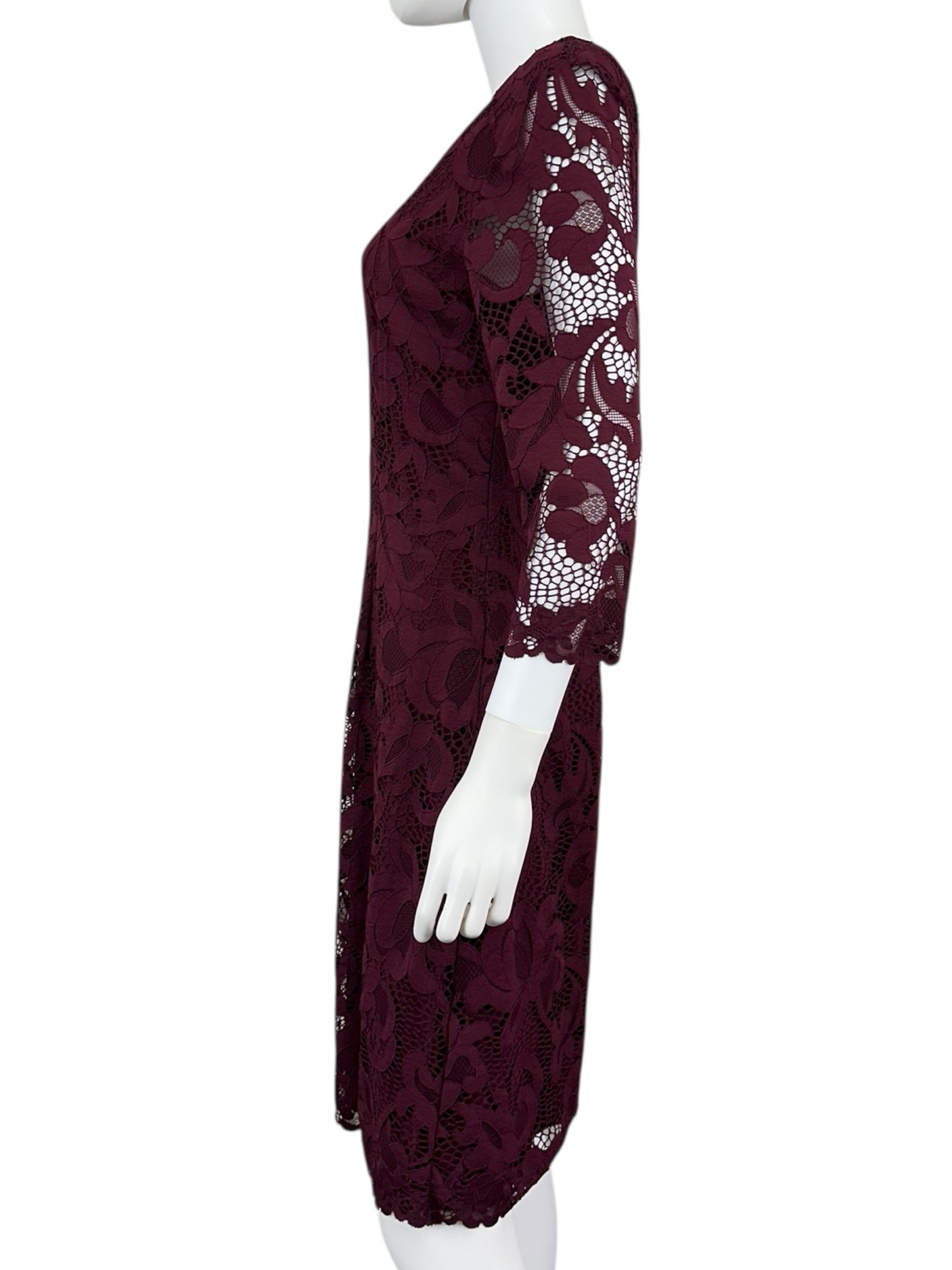 Josie Natori Purple Floral Lace Cocktail Dress Size 8