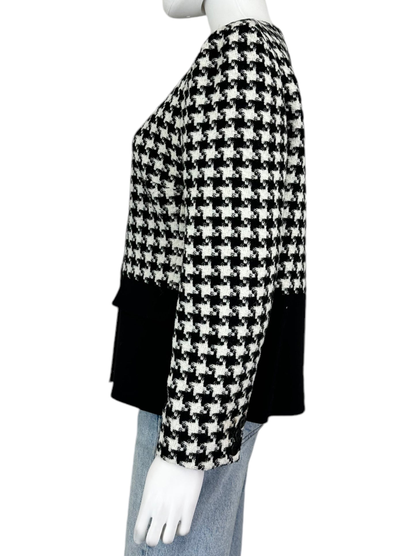 Talbots Black Wool Blend Houndstooth Jacket Size 12