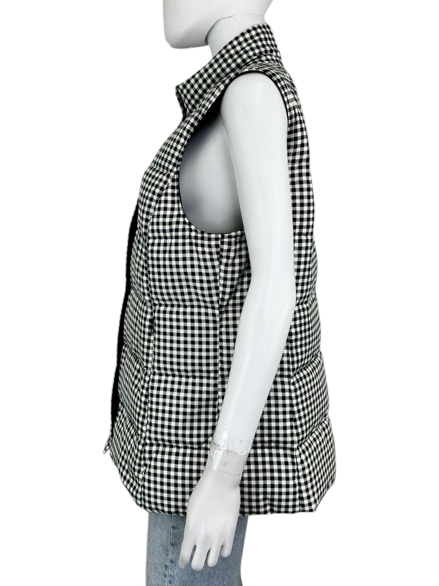 J. Jill Black and White Check Puffer Vest Size L