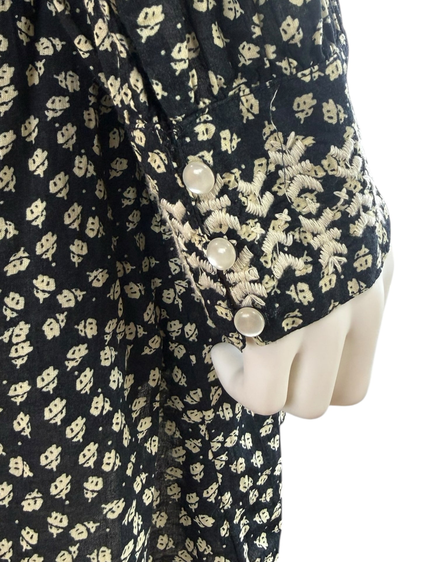 Free People Black Floral Mini Dress Size S