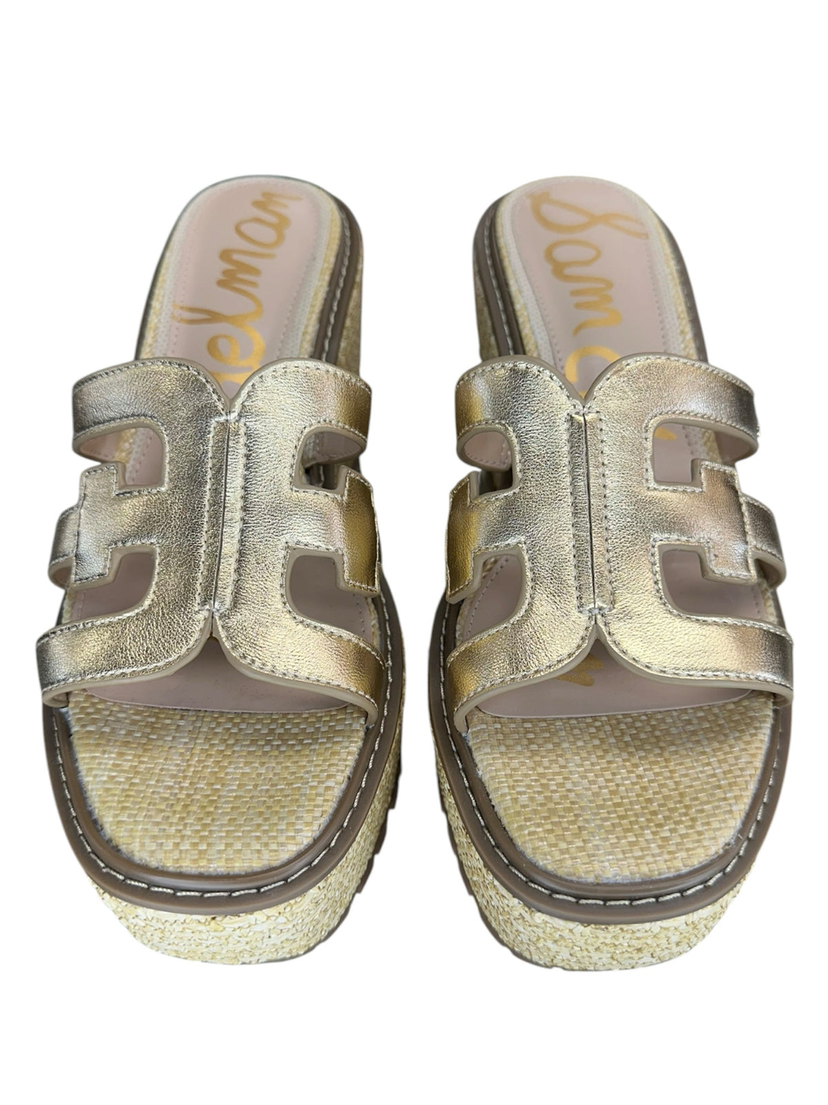 Sam Edelman Gold Laine Espadrille Platform Wedges Size 9