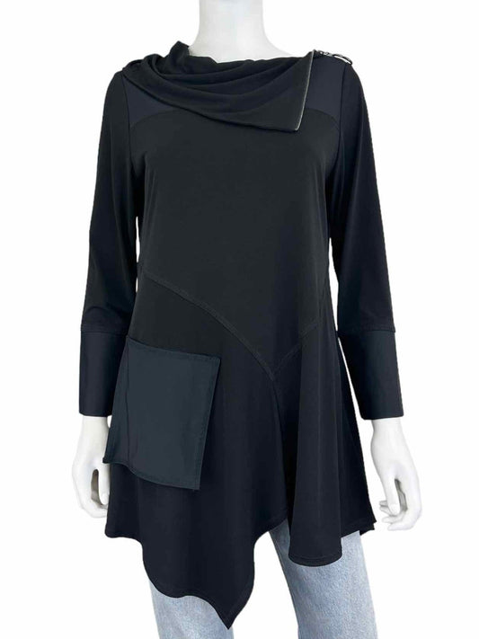 IC by CONNIE K NWT Black Asymmetrical Hem Tunic Size S