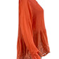 Johnny Was Orange Eyelet Trim Blouse Size L