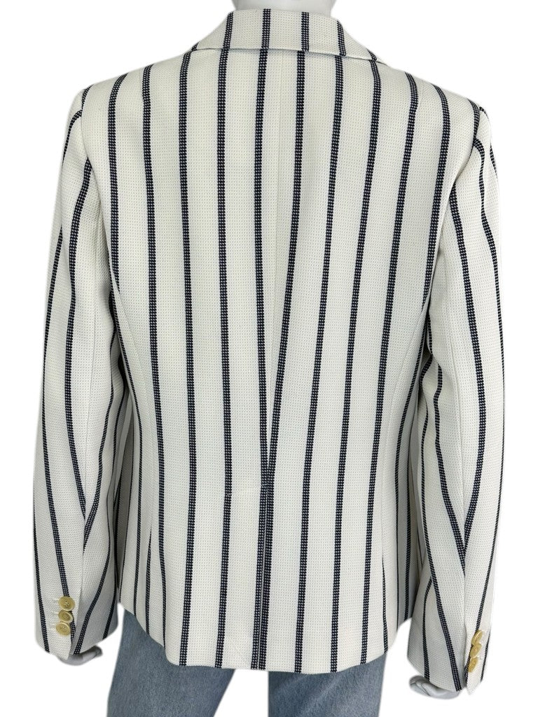 Talbots NWT White & Navy Vertical Stripe Blazer Size 8