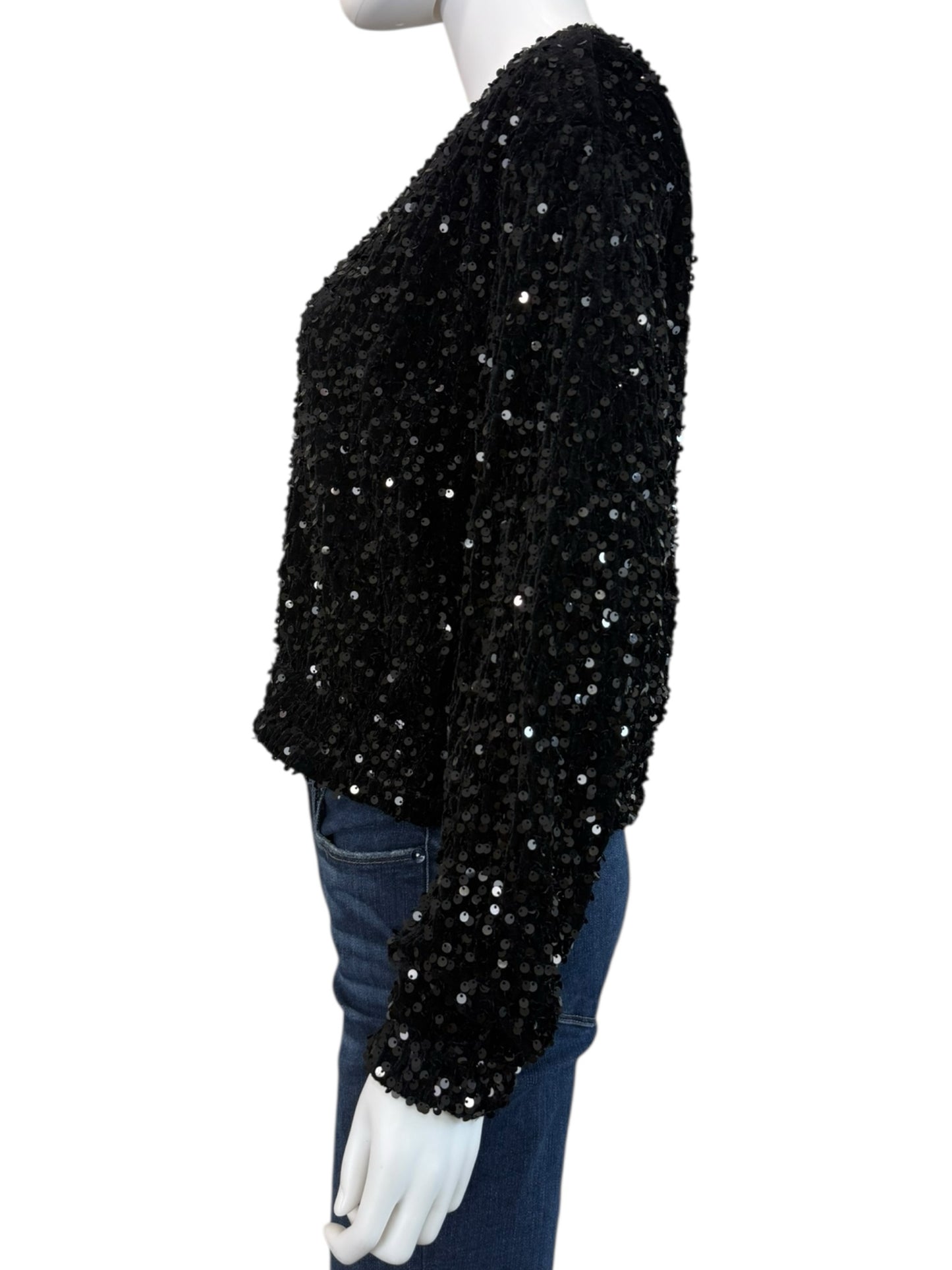 GEMMA + JANE NWT Black Sequin Bomber Jacket Size M