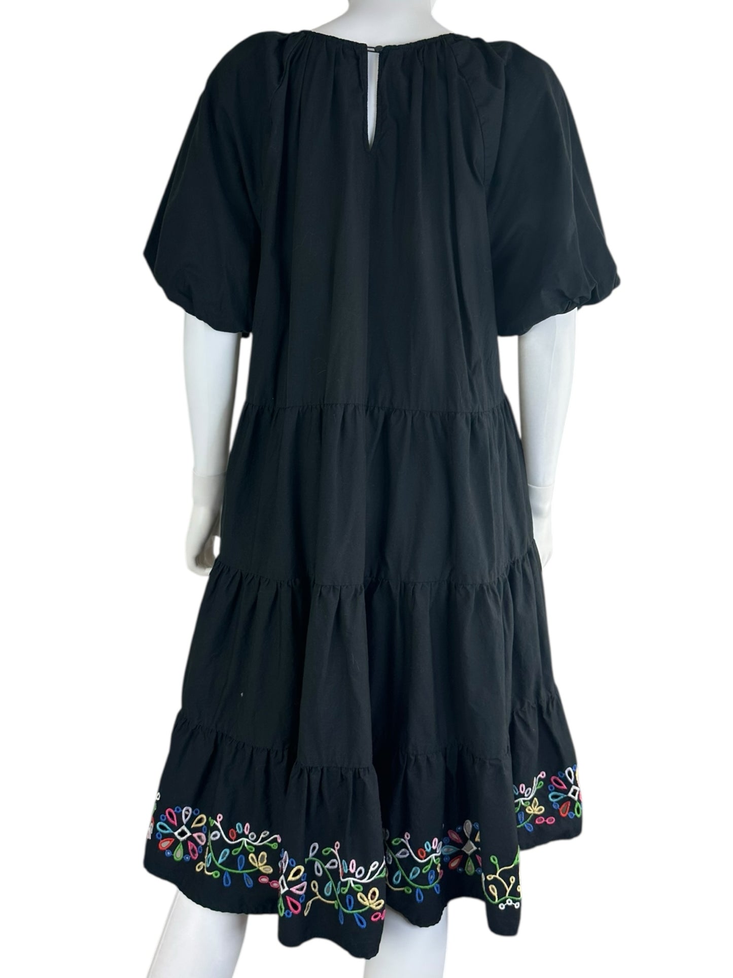 Johnny Was Black Embroidered Midi Dress Size L