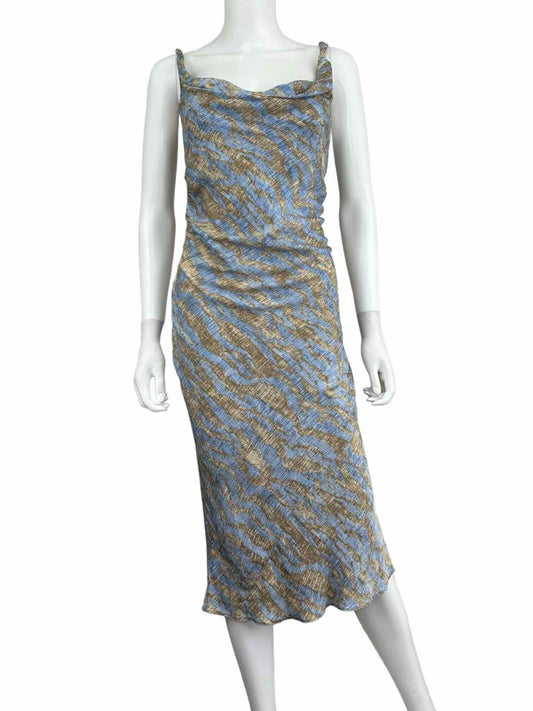 Diane von Furstenberg Blue Zebea Silk Print Dress Size 4