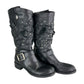 Valentino Black Studded Floral Appliqué Biker Boots Size 38