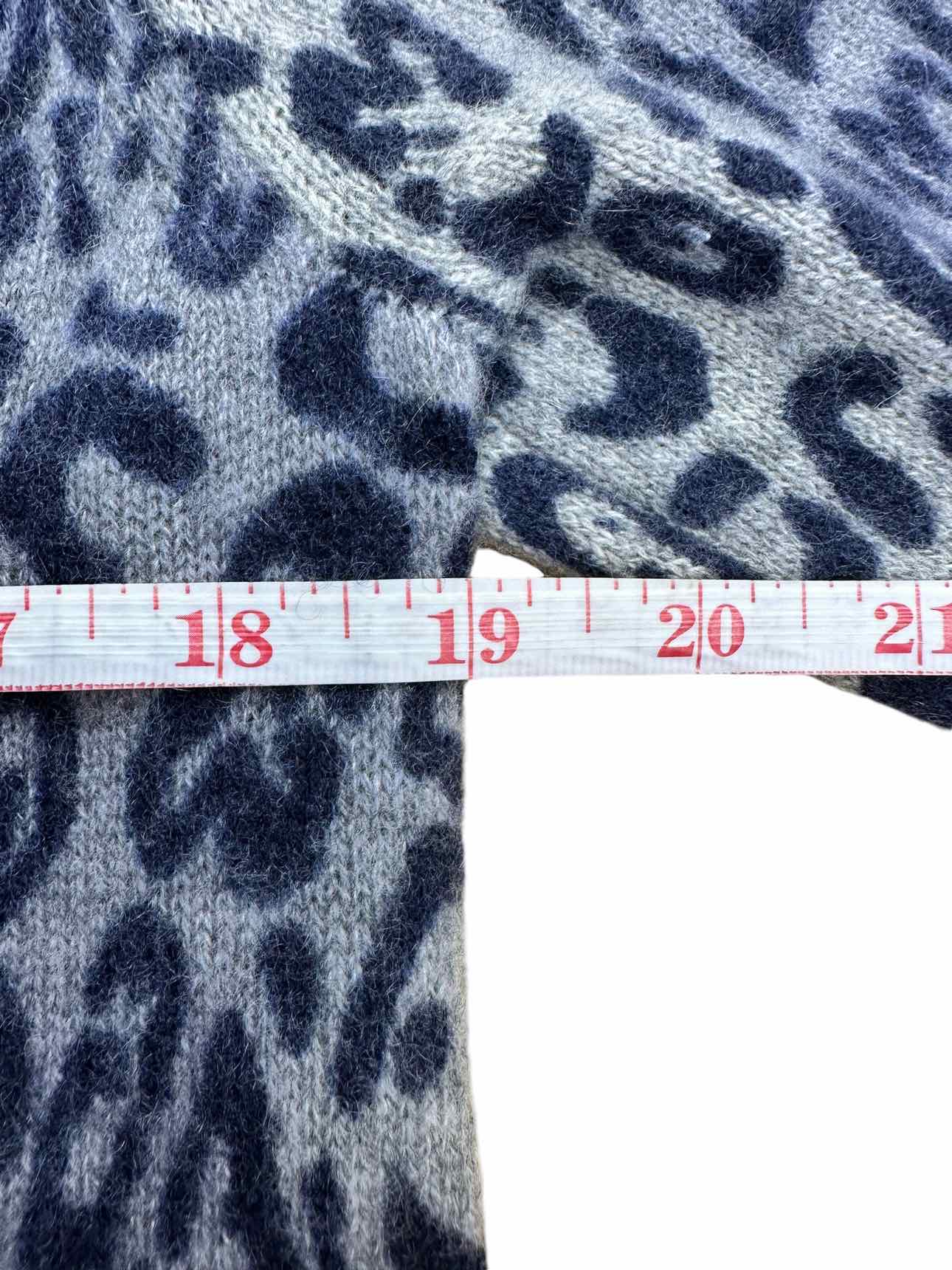 WHITE + WARREN Cashmere Blue Leopard Print Cardigan Size S