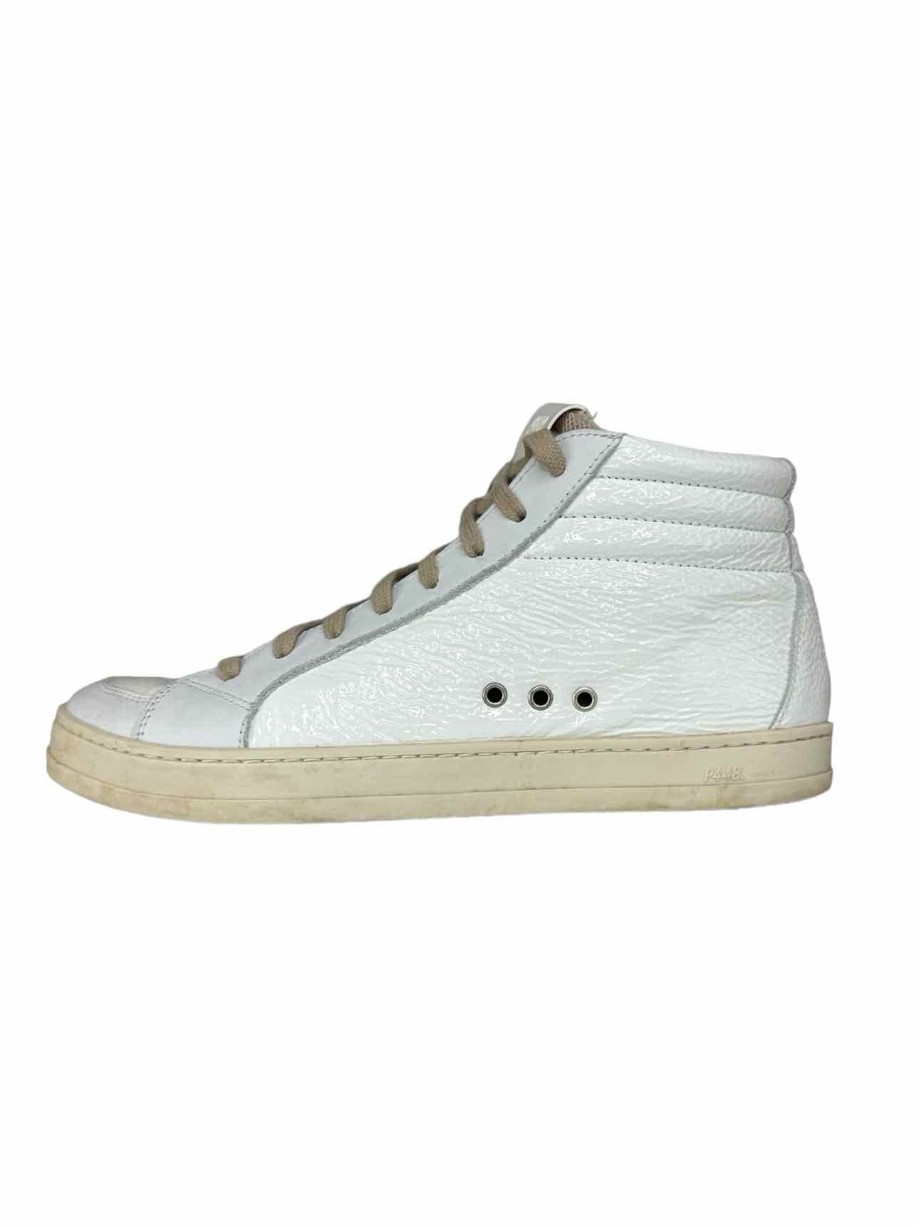 P448 White Leather Skate High Top Sneakers Size 38