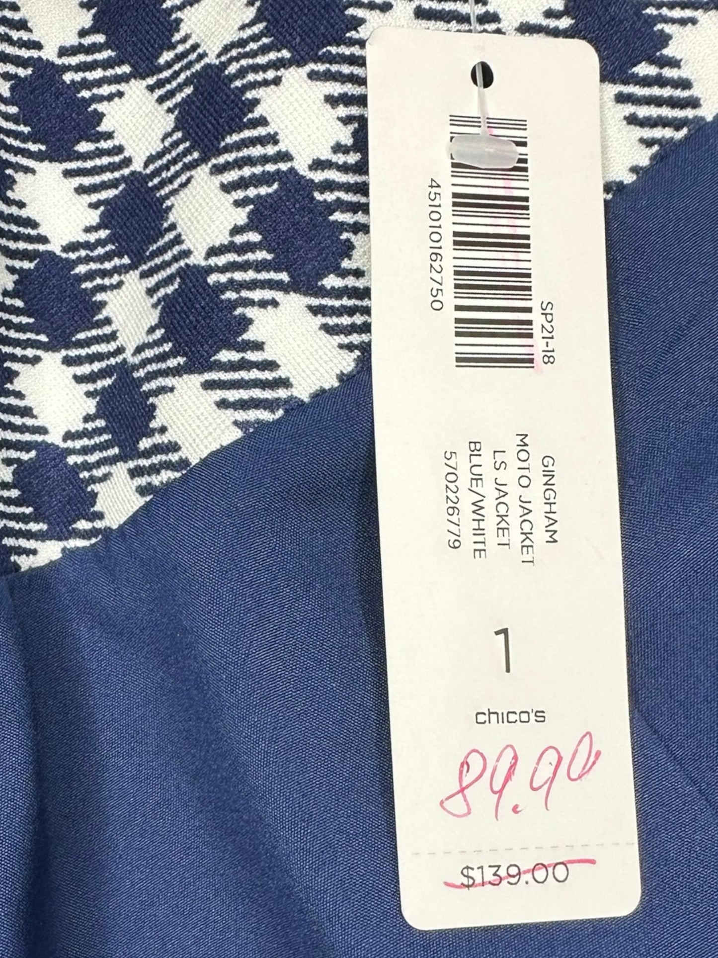 Chico NWT Navy Houndstooth Blazer Size M