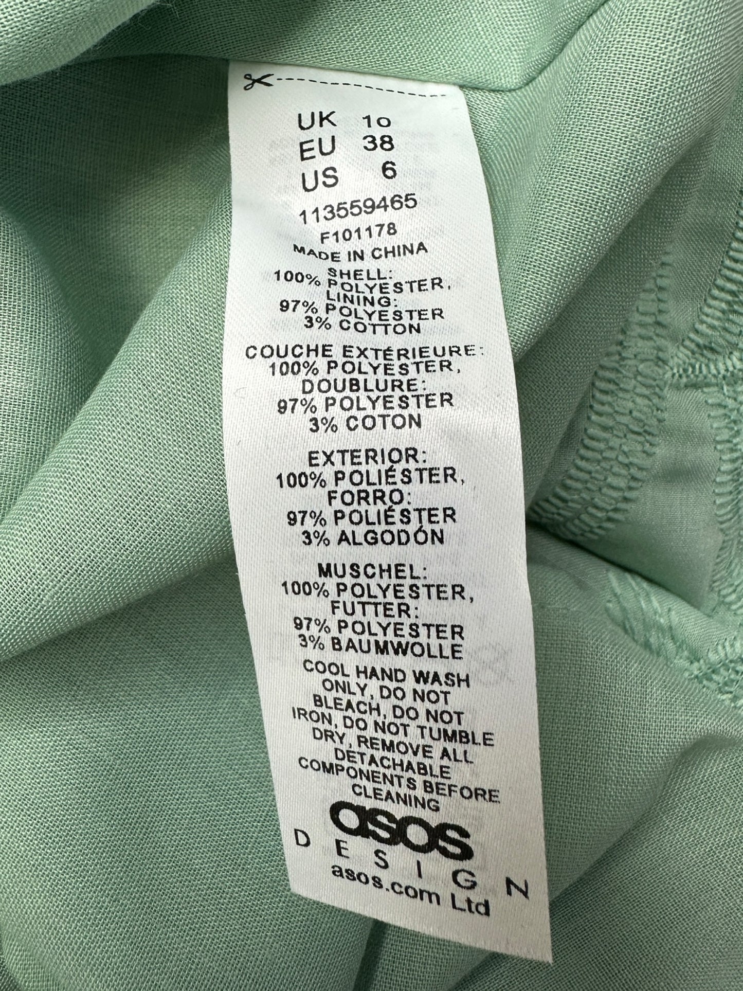 asos NWT Light Green Casual Mini Dress Size 6