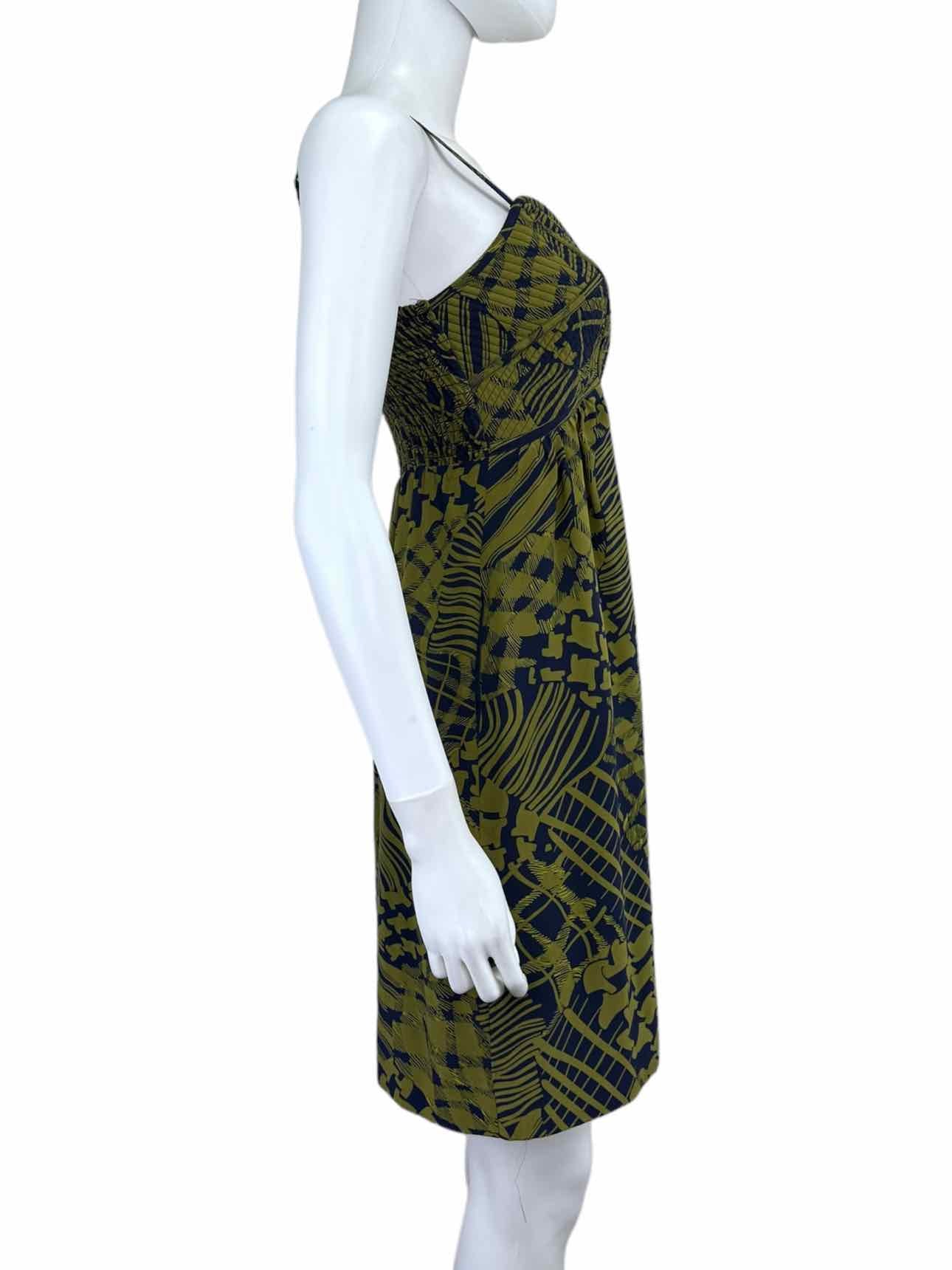 maple Size Green Silk Print Dress Size 0