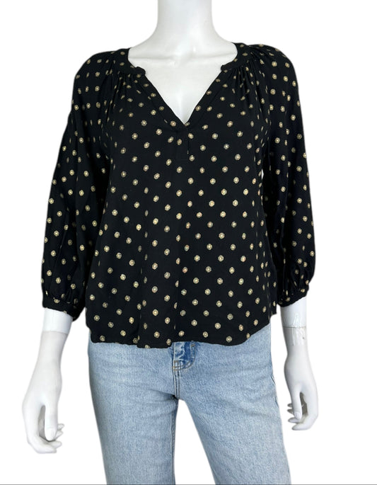 velvet by Graham & Spencer Black Polka Dot Blouse Size XS