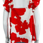 Crosby by Mollie Bunch White and Red Floral Blouse Size M