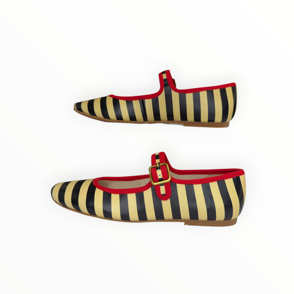 CHARLOTTE STONE Raleigh Leather Striped Mary Jane Flats Size 7