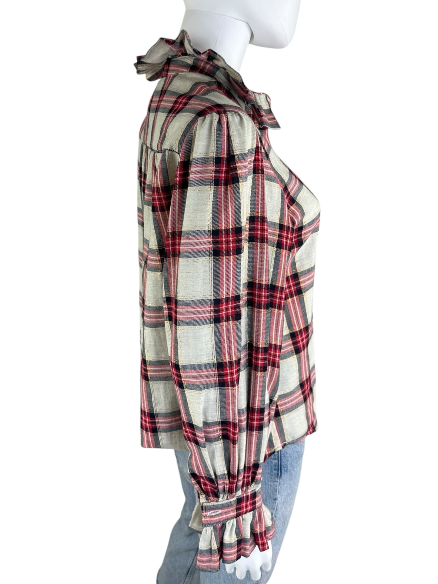 KOCH Plaid Red Size S Button-Down Shirt