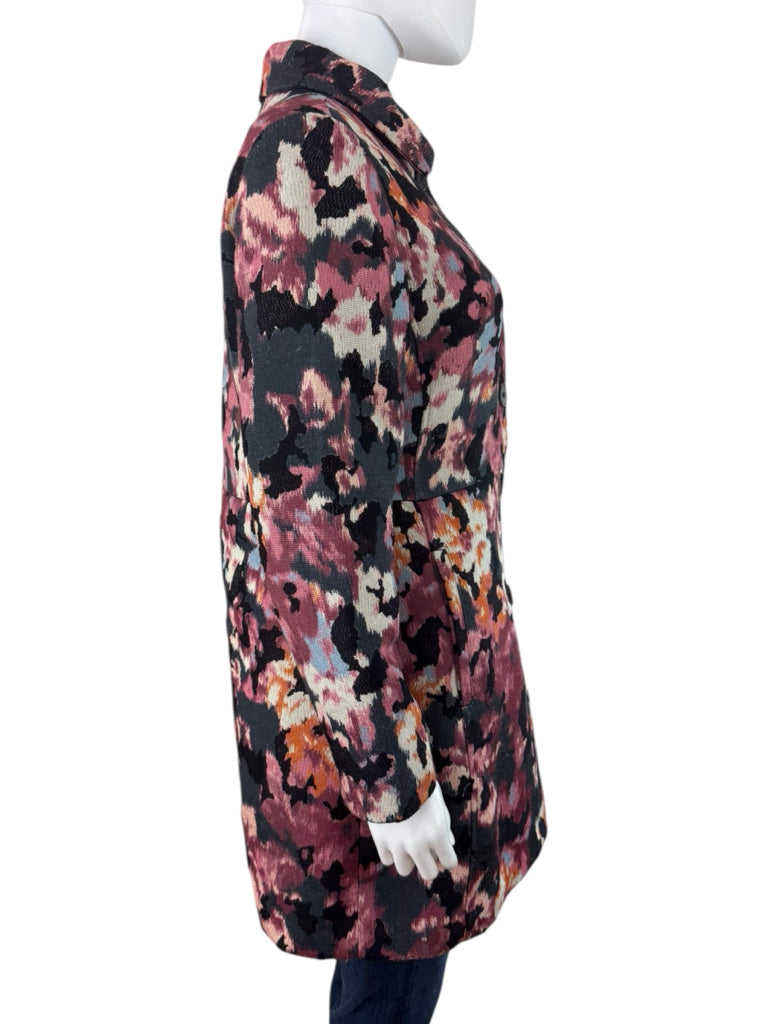 Chico's Muted Floral Drama Jacquard Coat Jacket Size M