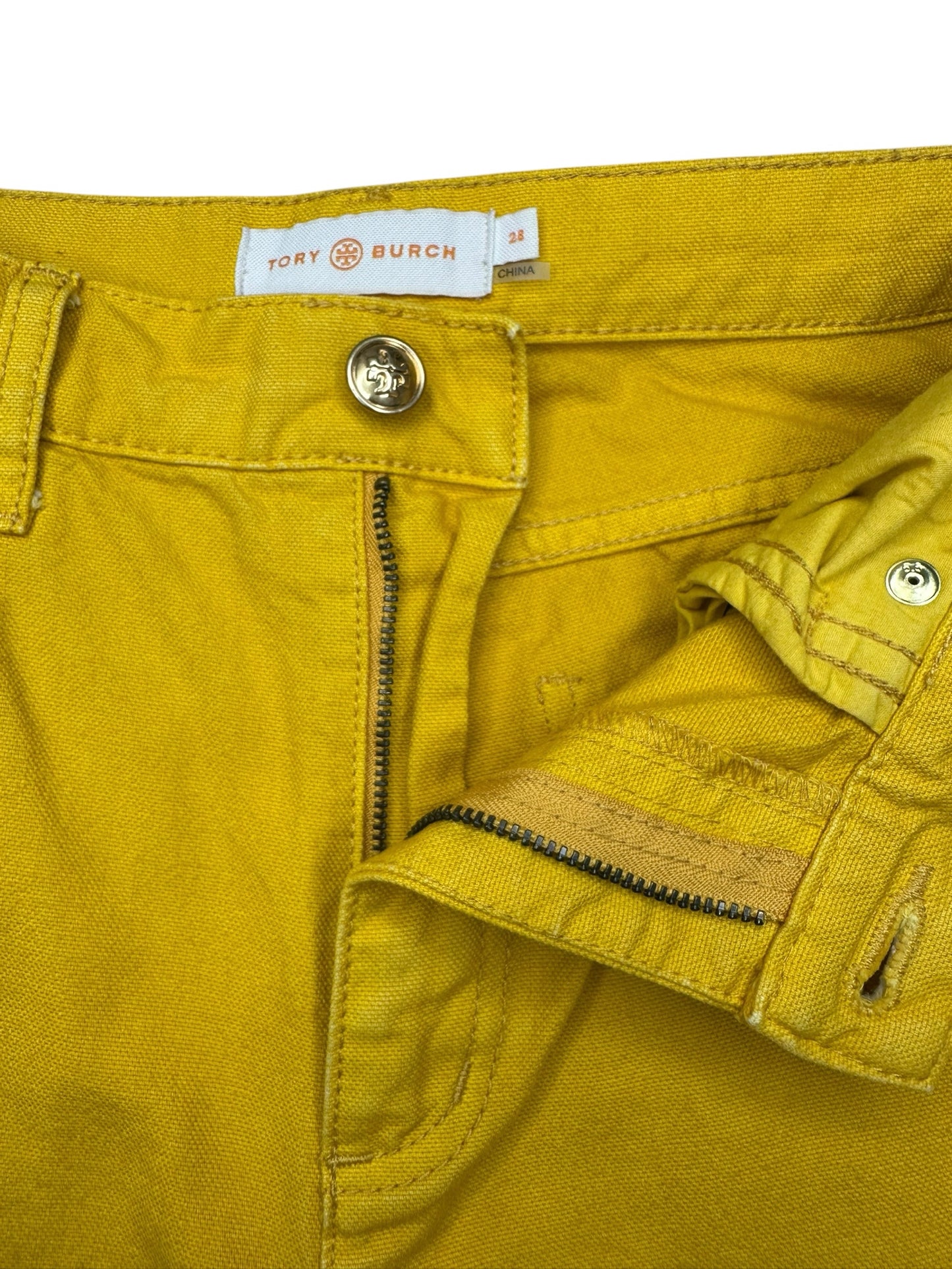 Tory Burch Yellow Flare Leg Jeans Size 28