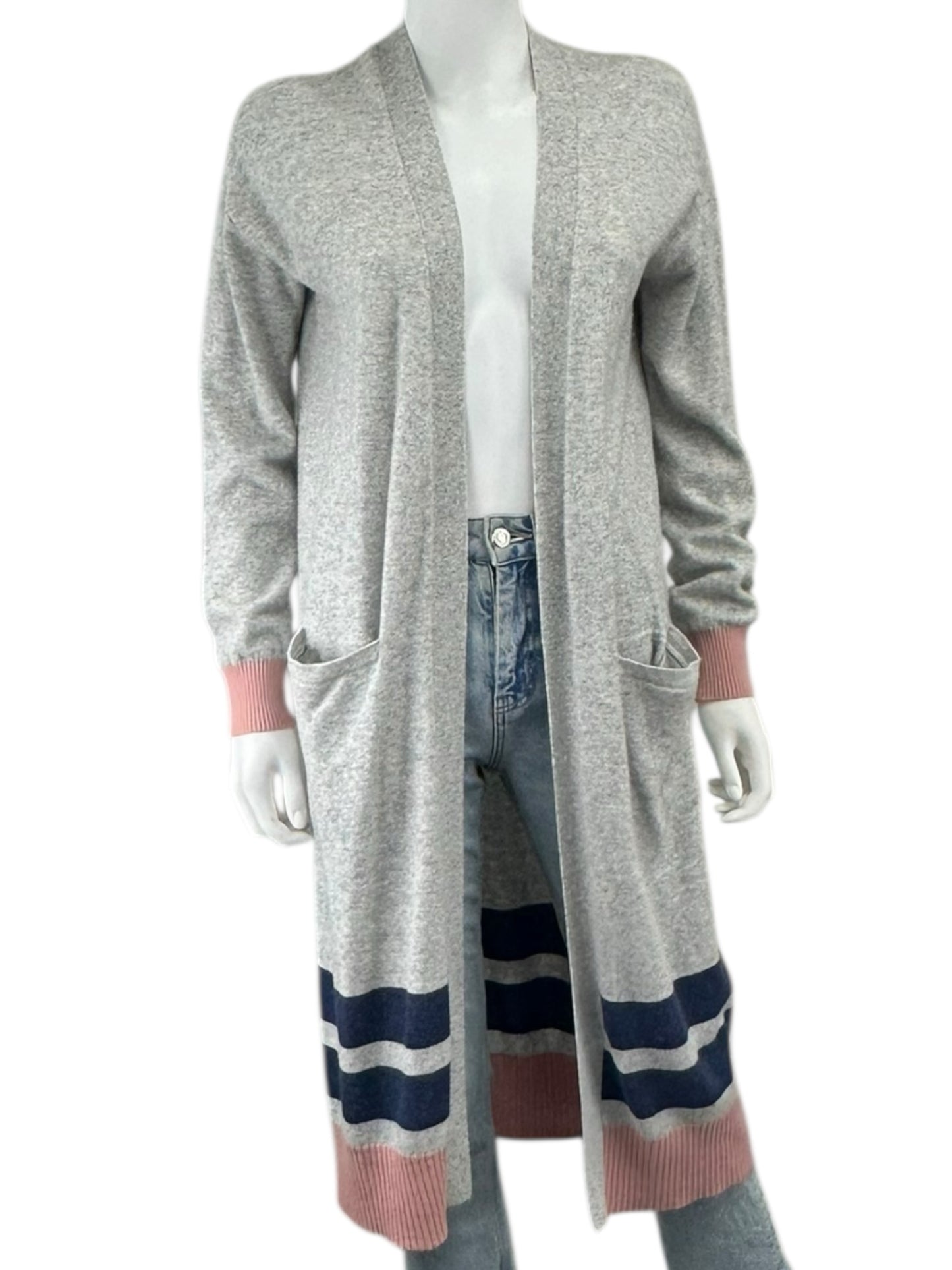 one grey day Gray 100% Cashmere Duster Cardigan Size S