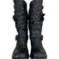 Valentino Black Studded Floral Appliqué Biker Boots Size 38