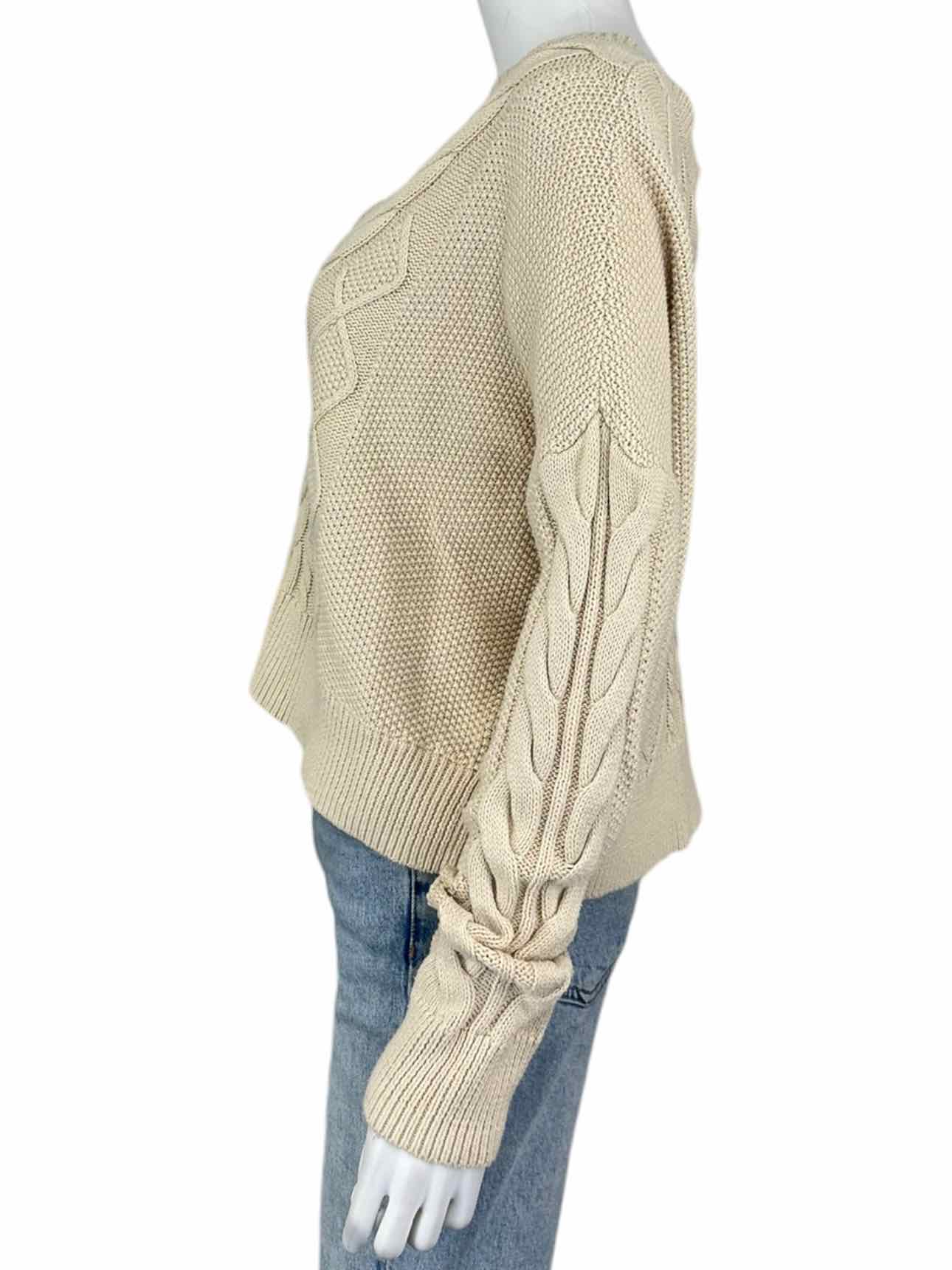 cabi Cream Cable Knit Sweater Size M