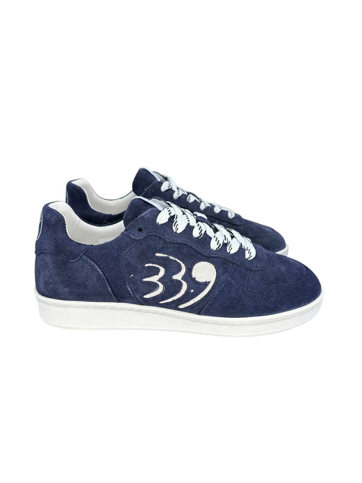 33.9 Women's Navy Blue Suede Signature Sneaker Size 37