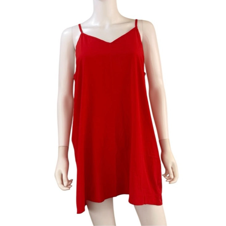 The Shirt by Rochelle Behrens Red Ruffled Tiered Mini Dress Size L