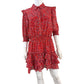 The Shirt by Rochelle Behrens Red Ruffled Tiered Mini Dress Size L