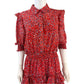The Shirt by Rochelle Behrens Red Ruffled Tiered Mini Dress Size L