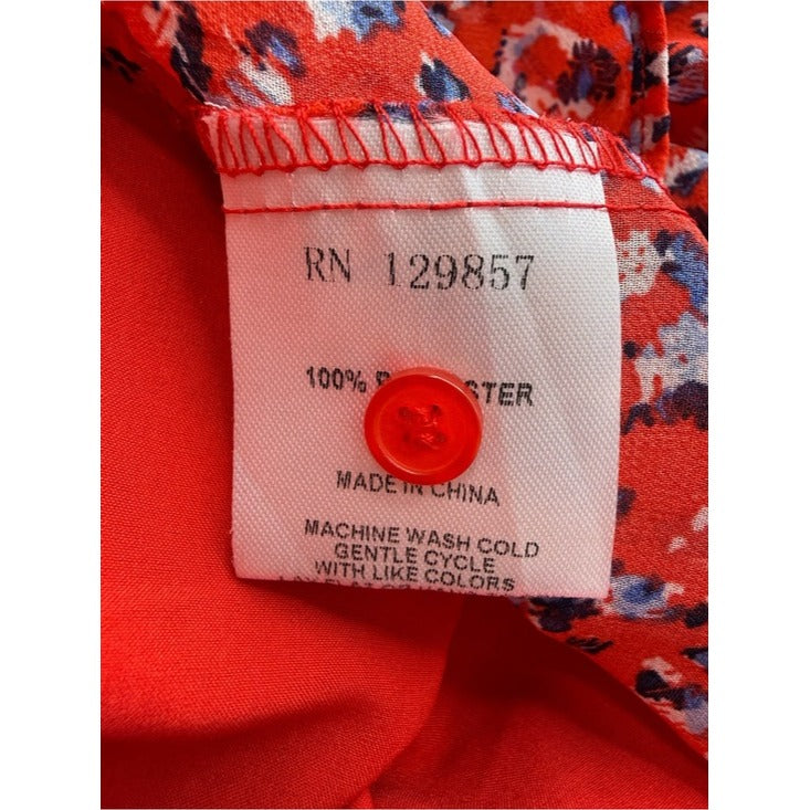 The Shirt by Rochelle Behrens Red Ruffled Tiered Mini Dress Size L