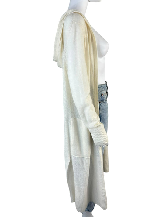 WHITE + WARREN Ivory 100% Cashmere Sweater Cardigan Size L