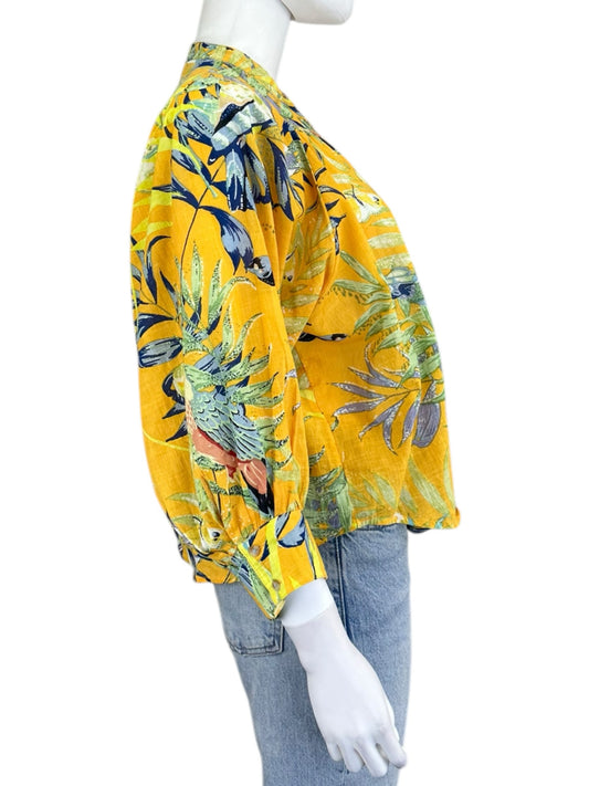maeve Yellow Button Down Blouse Size XS