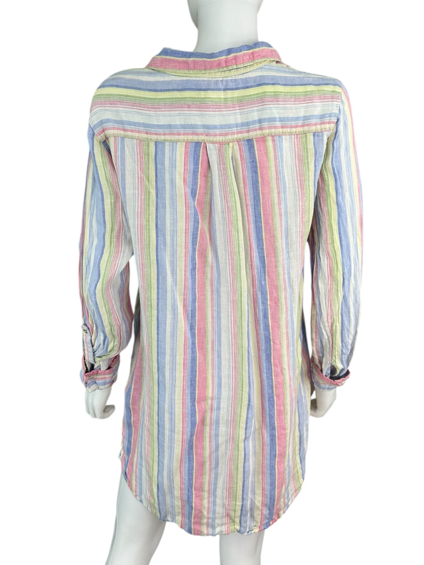 St. Tropez Pastel Stripe 100% Linen Dress Size L