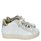 P448 Thea Mid Millenium Platform Sneakers in White, Gold & Suede Size 39