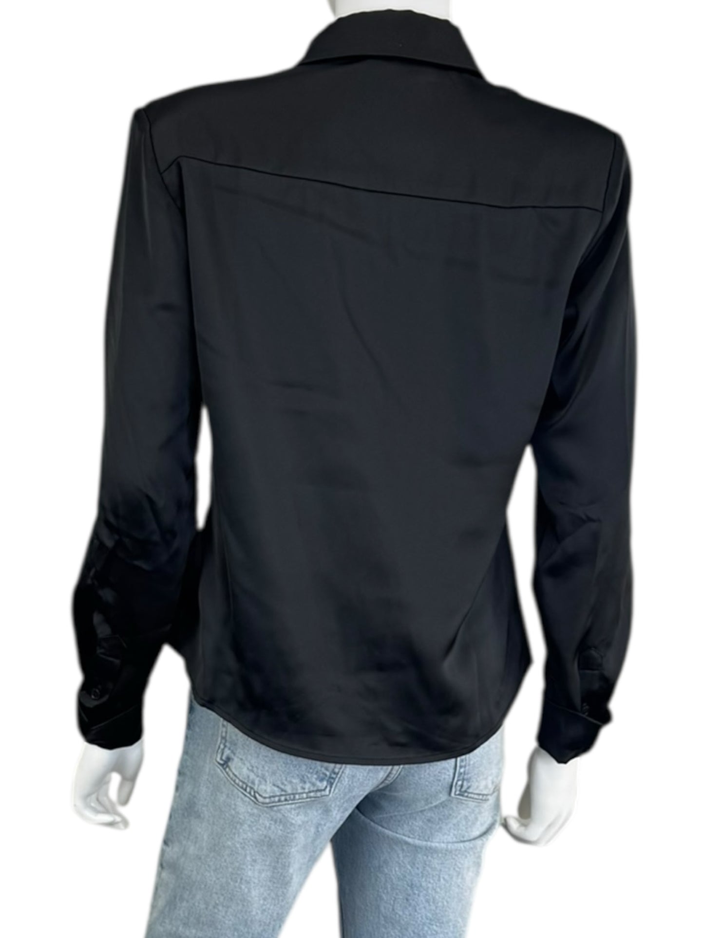 STEVE MADDEN NWT Black Satin ASA Button-down Size S