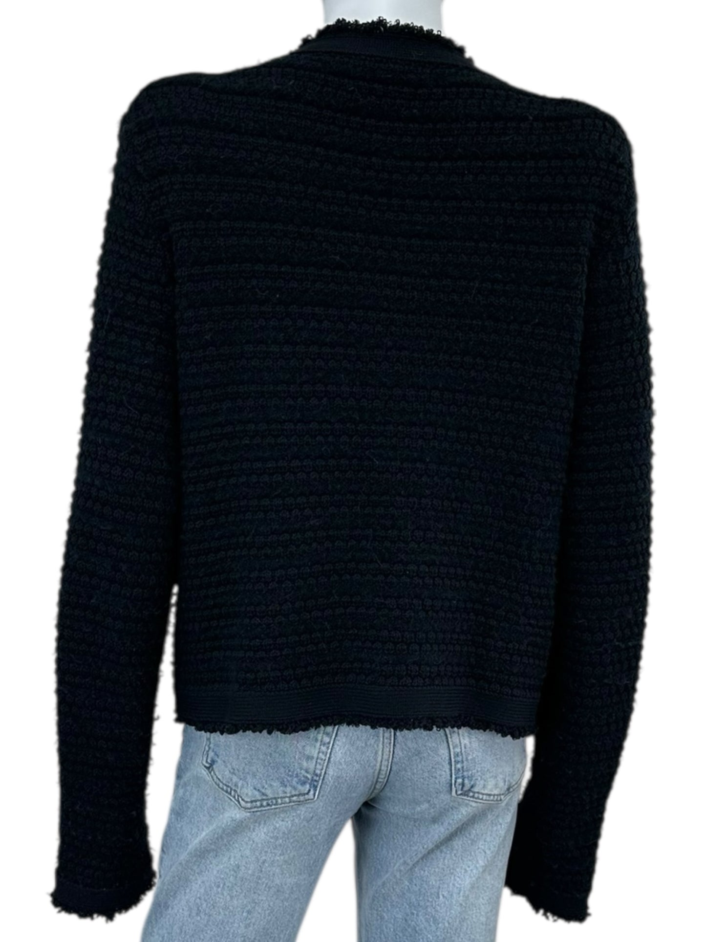 MILLY Black Wool Blend Sweater Cardigan Jacket Size L