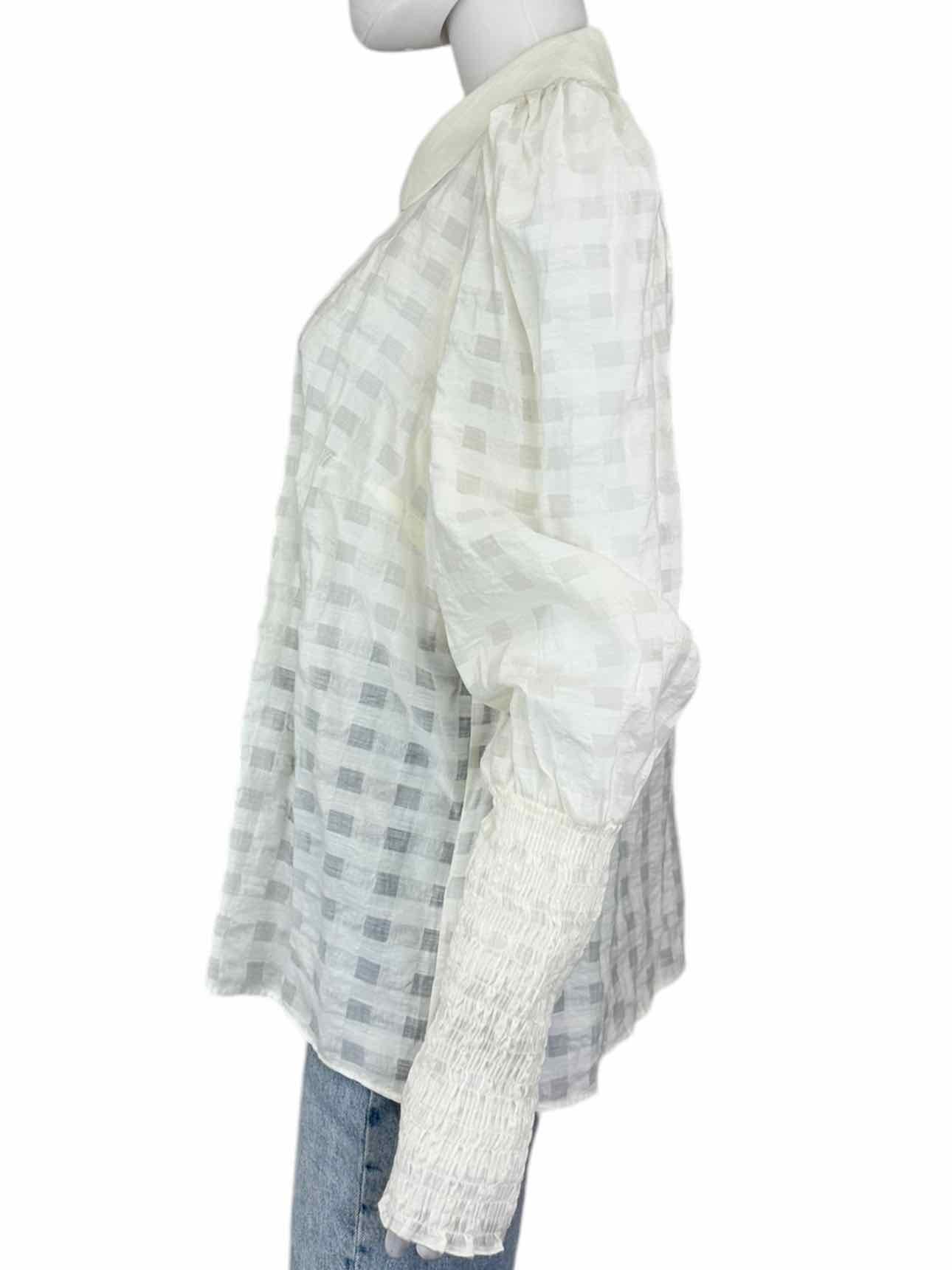 maeve Sheer Cream Plaid Button-Down Size L