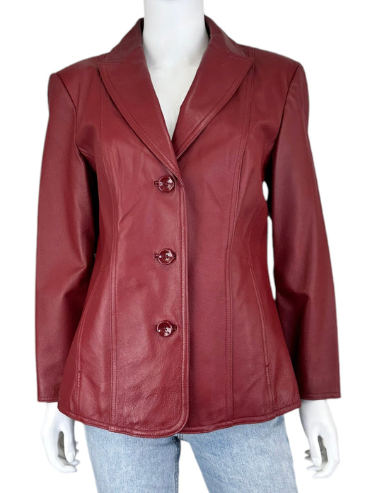 East 5th Red Leather Jacket Size M