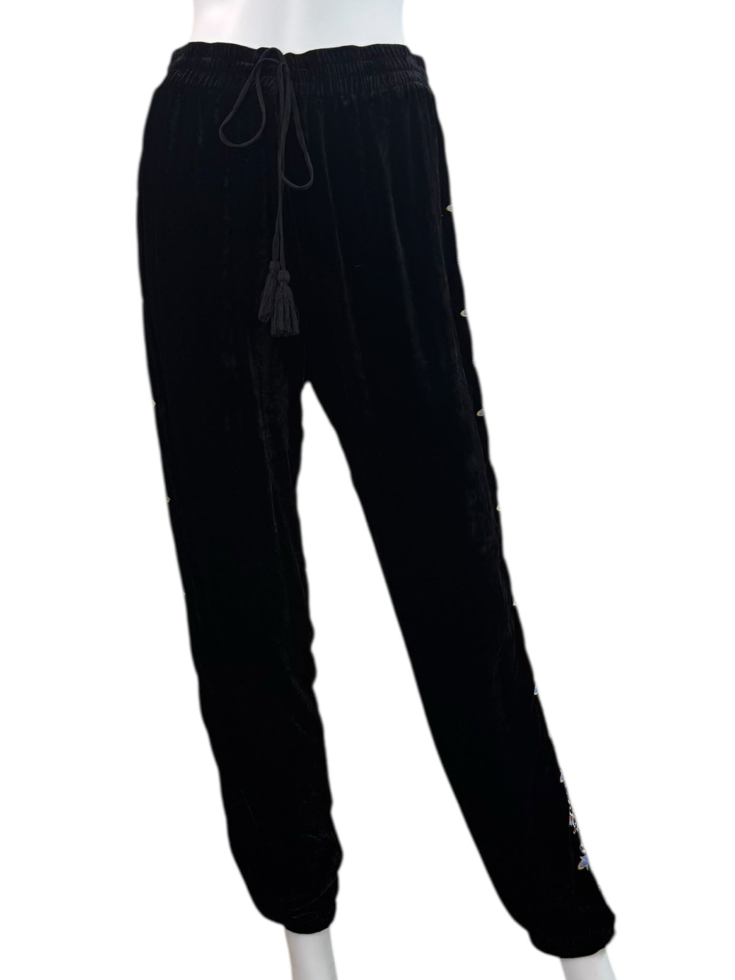 Johnny Was Black Velvet Embroidered 2 PC Knit Set Size M