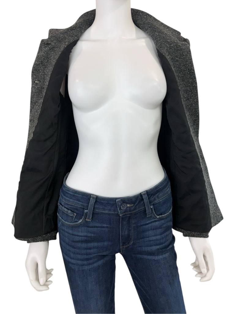 Rene Lezard Black Tweed Wool Blazer Size 38