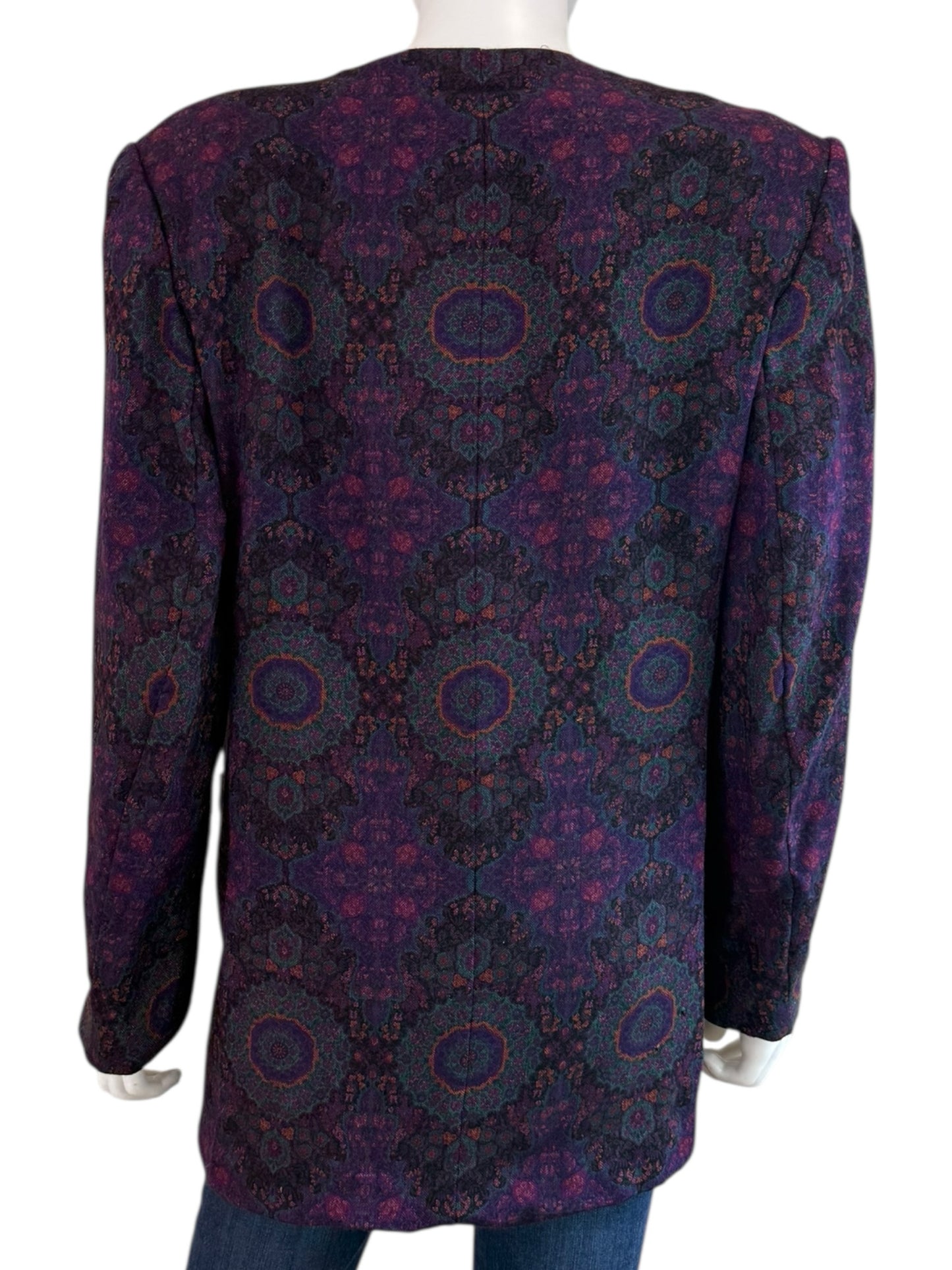 Vintage Christian Dior Purple Paisley Blazer Jacket Size 10