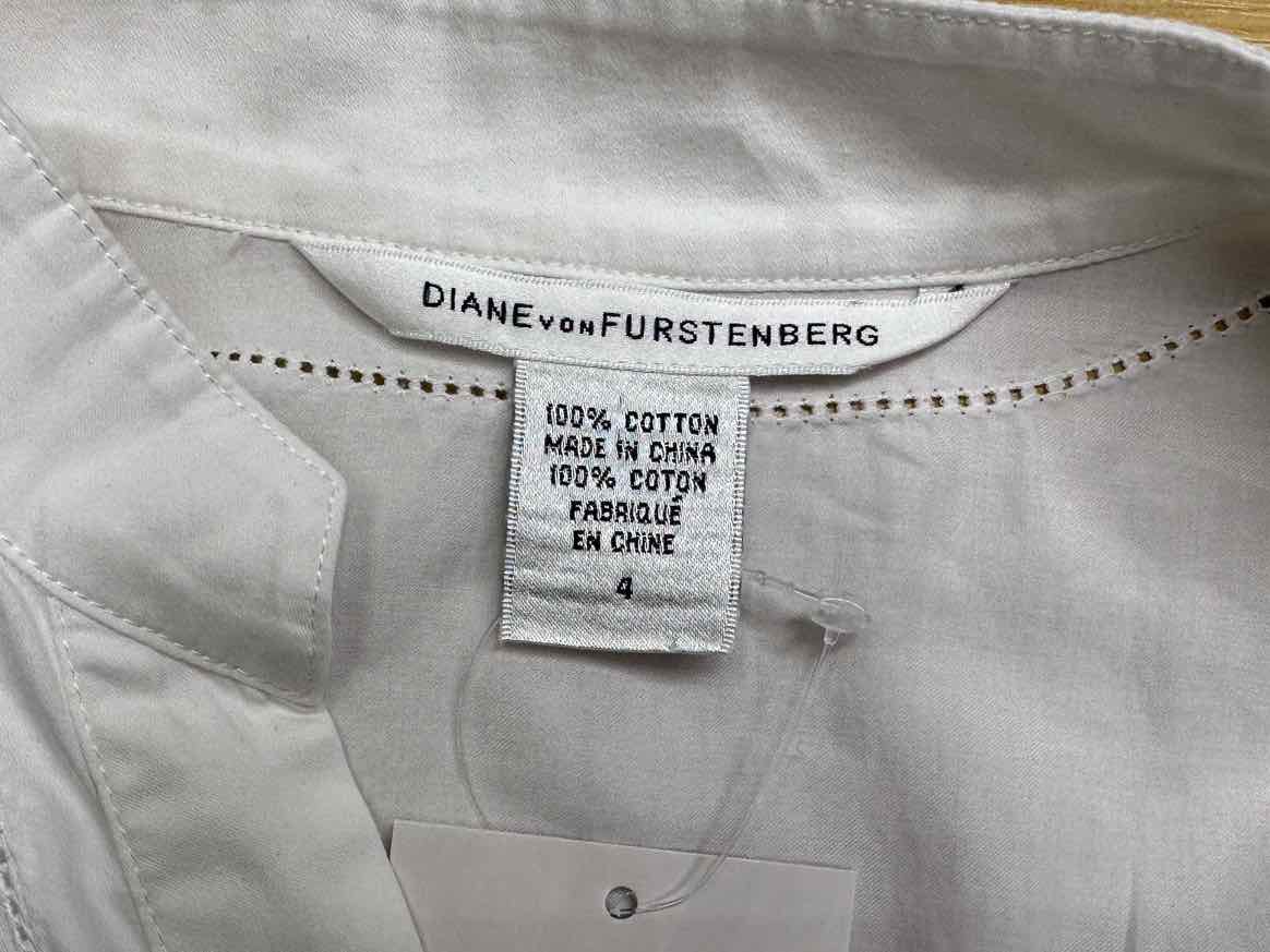 Diane von Furstenberg White 100% Cotton Top Size 4