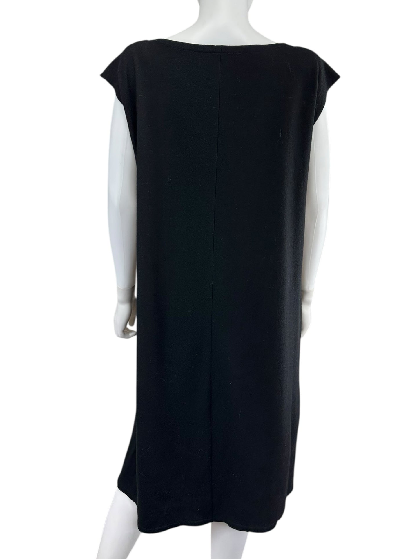 EILEEN FISHER Black 100% Wool Midi Dress Size L