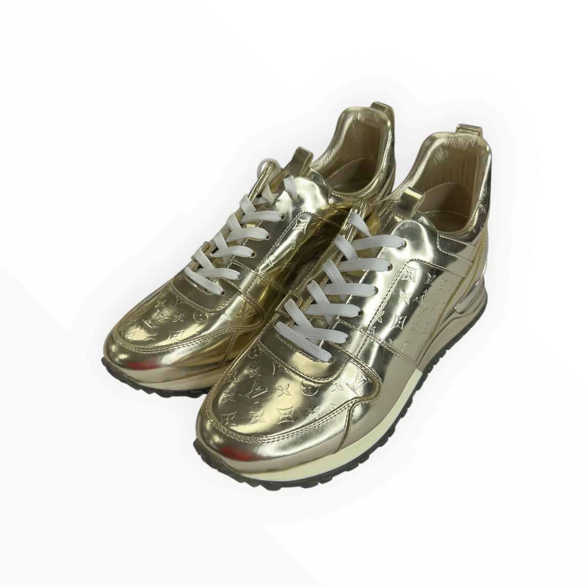 Louis Vuitton Gold Monogram Leather Run Away Sneakers Size 37
