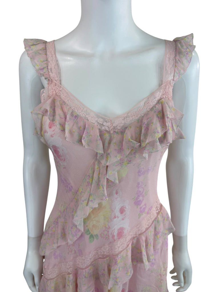 LOVE SHACK FANCY NWT Pink Floral Print Serima Dress Size XS