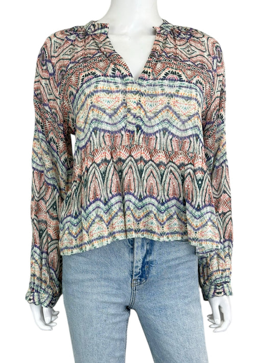 AMANDA UPRICHARD Multi Color Boho Blouse Size S